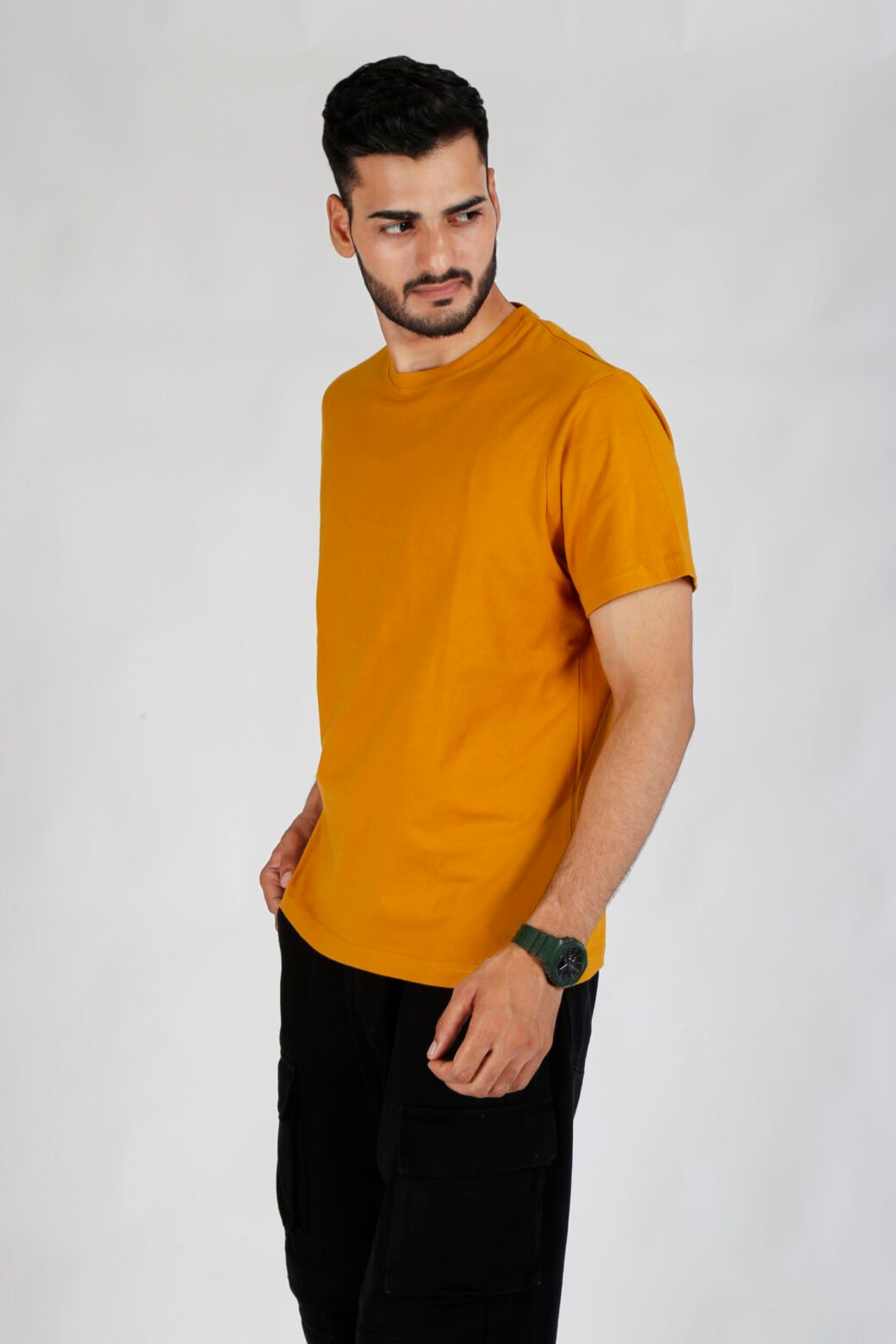 Cotton Regular Fit Mustard T-Shirt