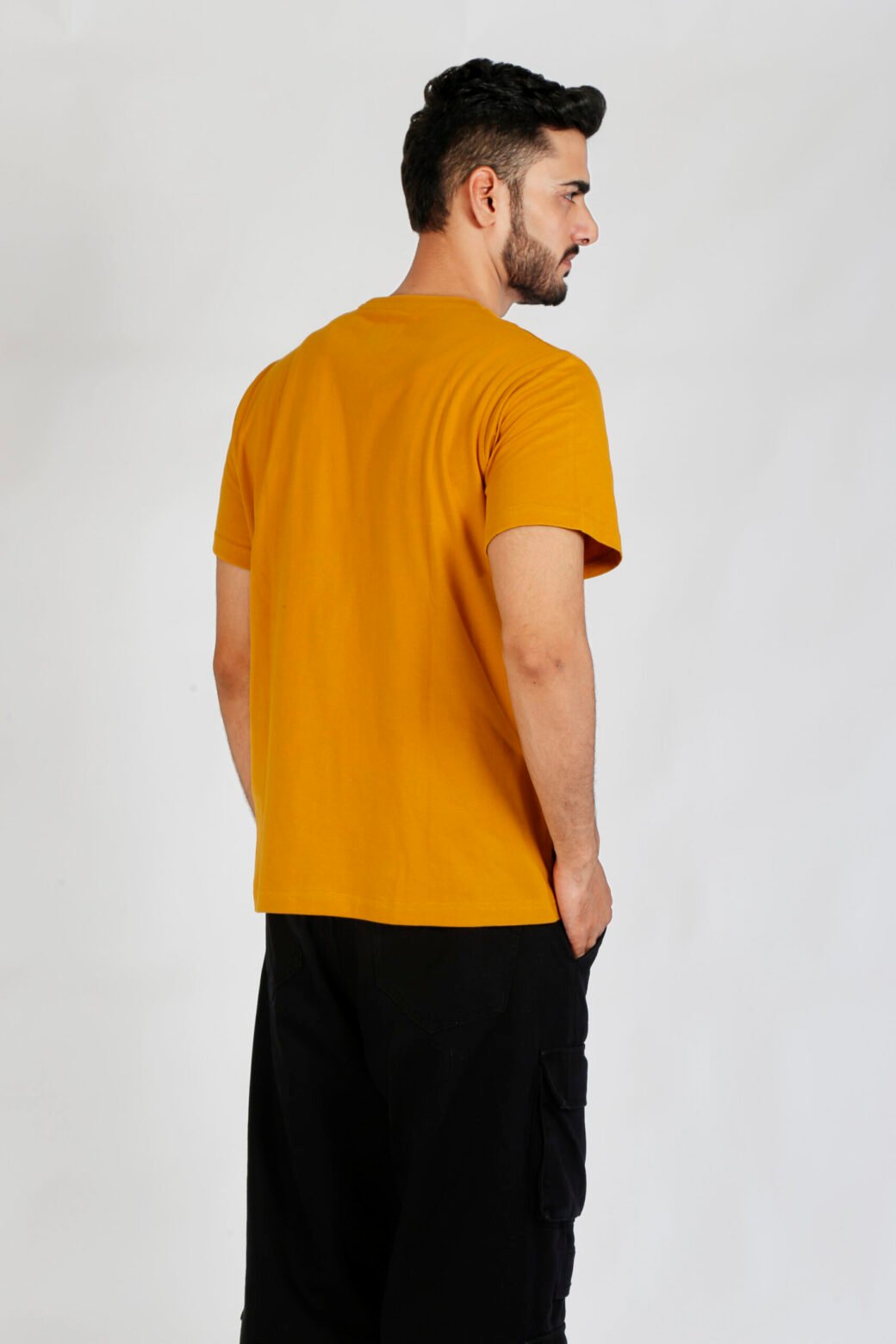 Cotton Regular Fit Mustard T-Shirt - Image 5