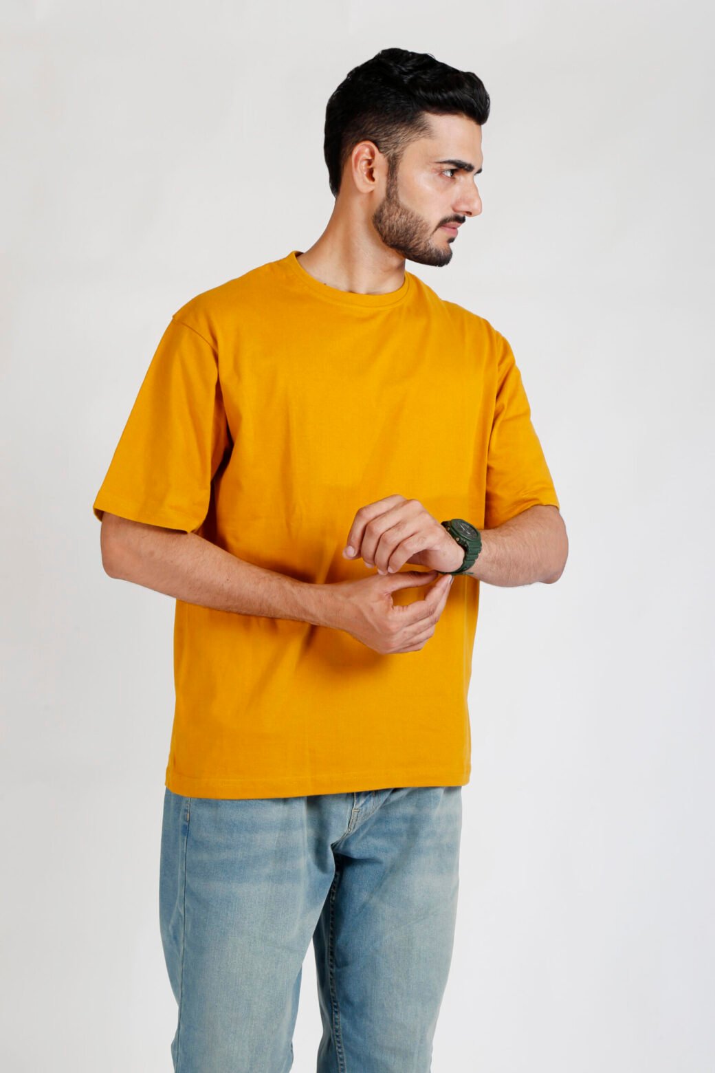 Cotton Relax Fit Mustard T-Shirt - Image 4