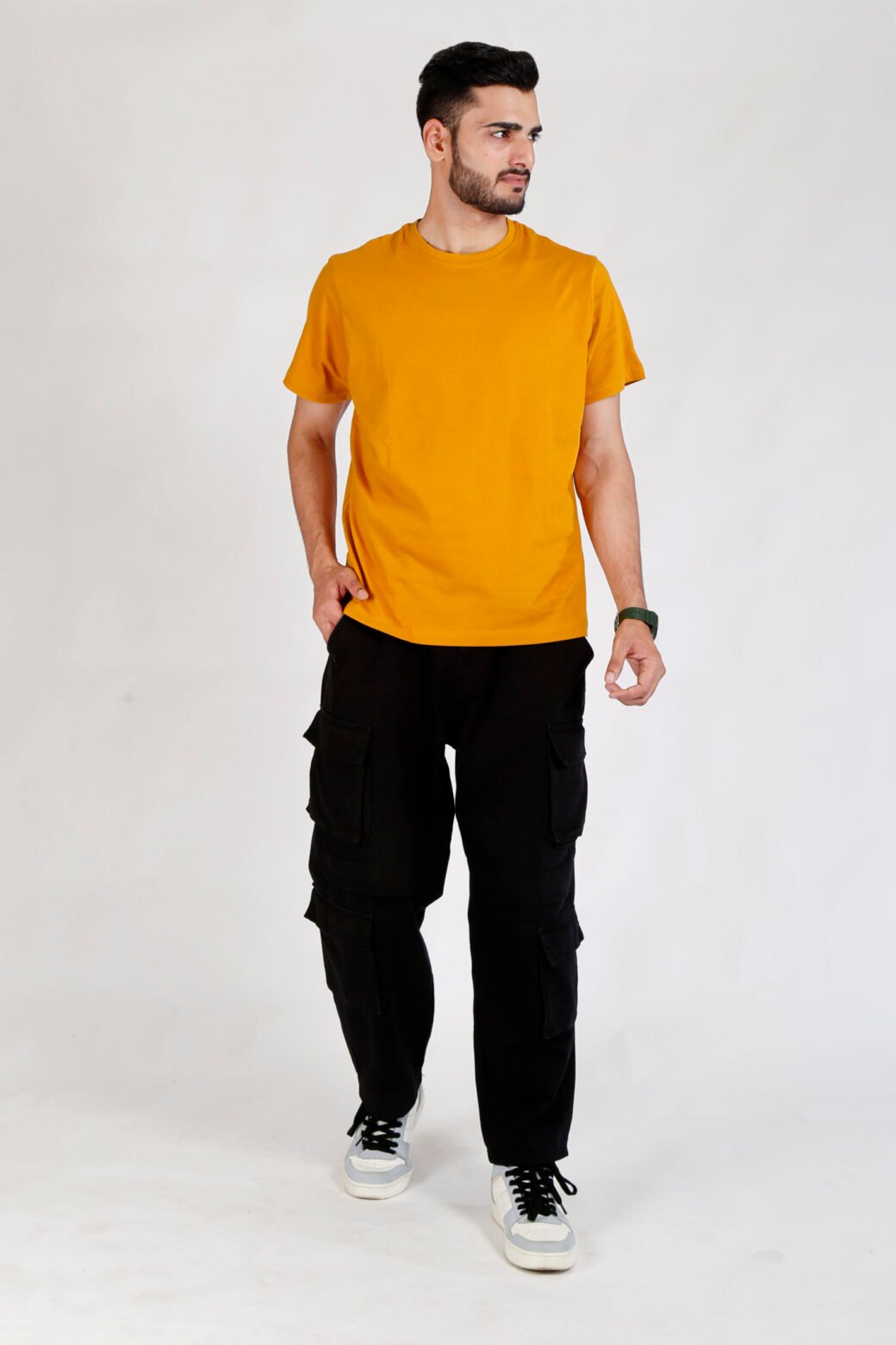 Cotton Regular Fit Mustard T-Shirt - Image 2
